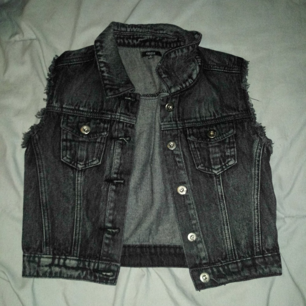 denim vest.